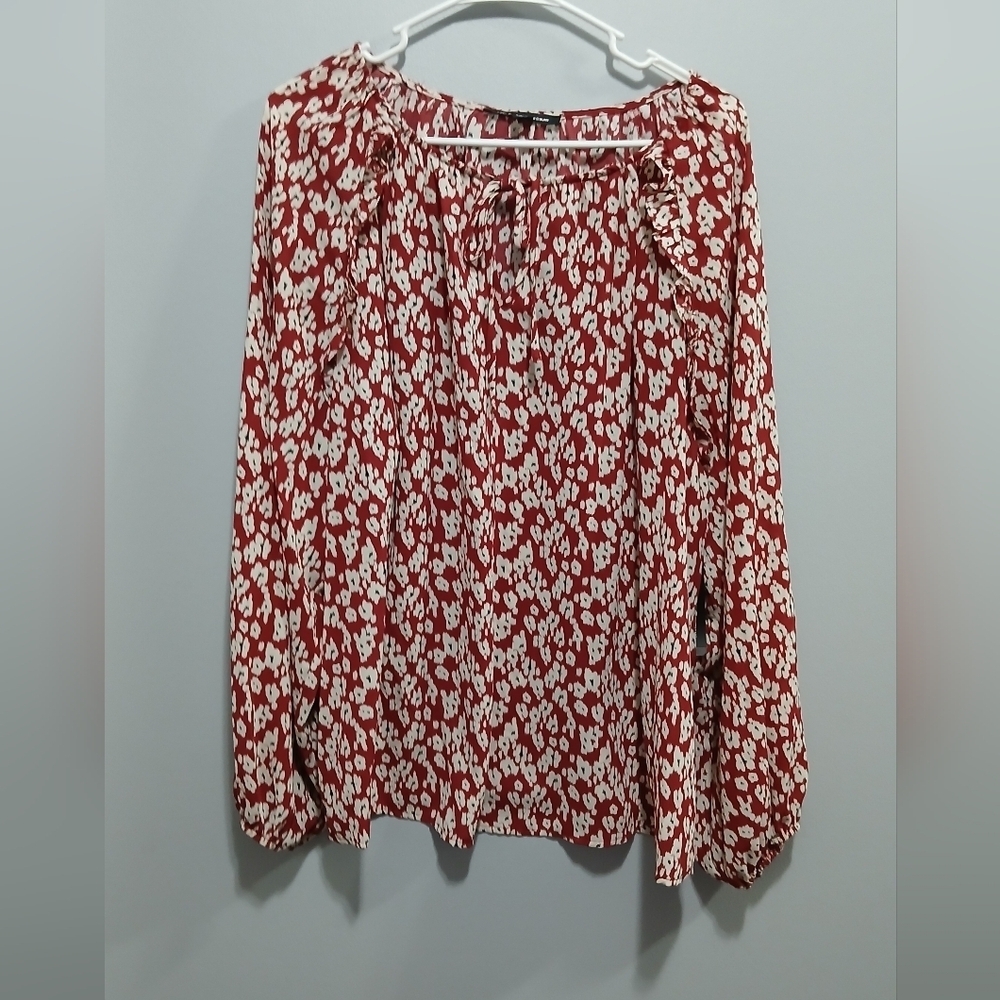 Zac & Rachel Woman 2X Floral Print Tunic Ruffle Blouse Cottagecore Artsy NWT